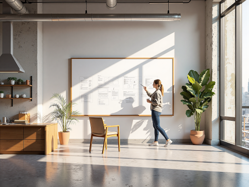 宽敞明亮的办公空间,现代化装修风格,员工在开放式工作区域协作,墙上显示公司标识